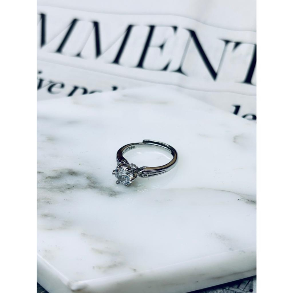 【小確幸飾品】莫桑白鑽S925銀戒指 活口戒指 日韓流行 輕奢 華麗-細節圖7