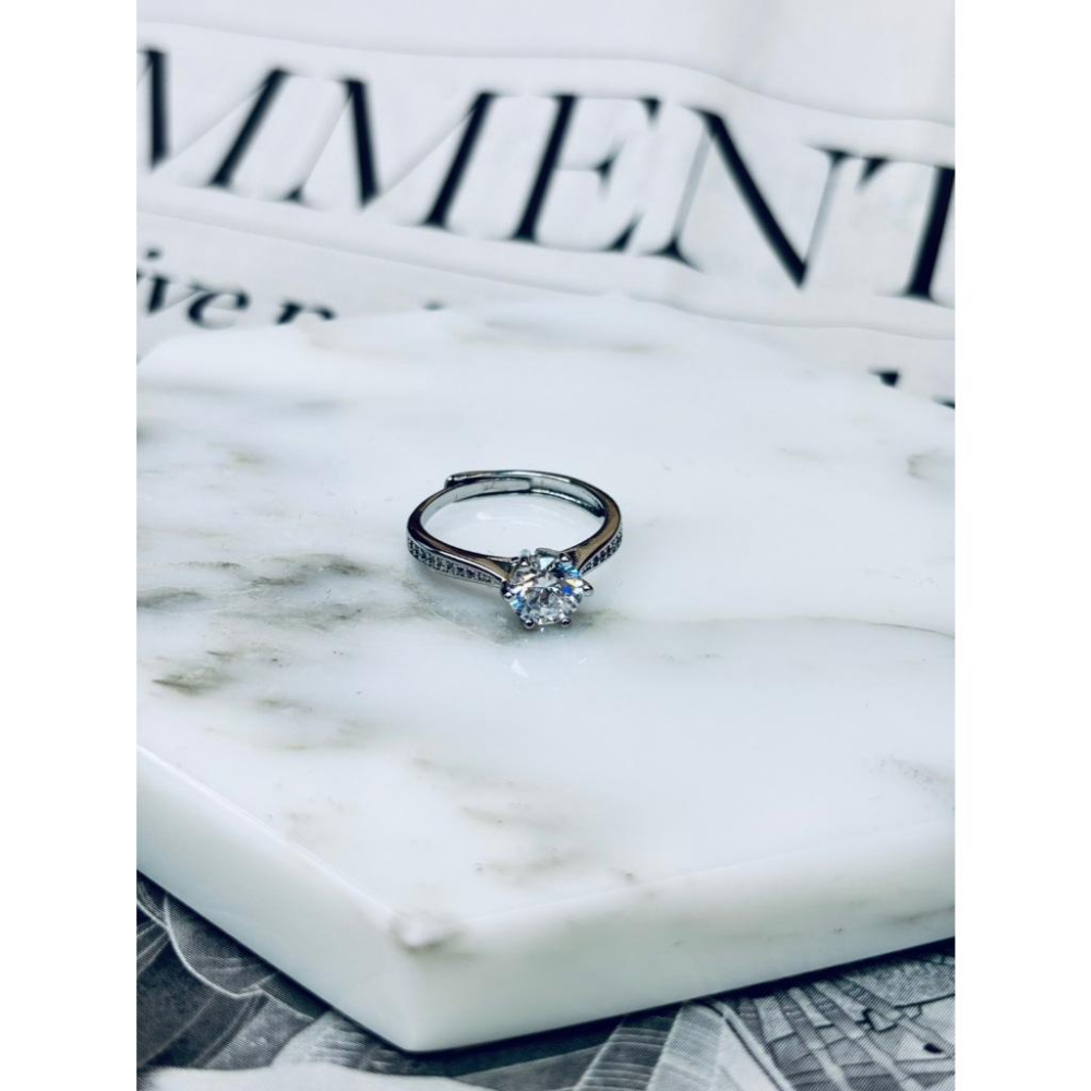 【小確幸飾品】莫桑白鑽S925銀戒指 活口戒指 日韓流行 輕奢 華麗-細節圖9