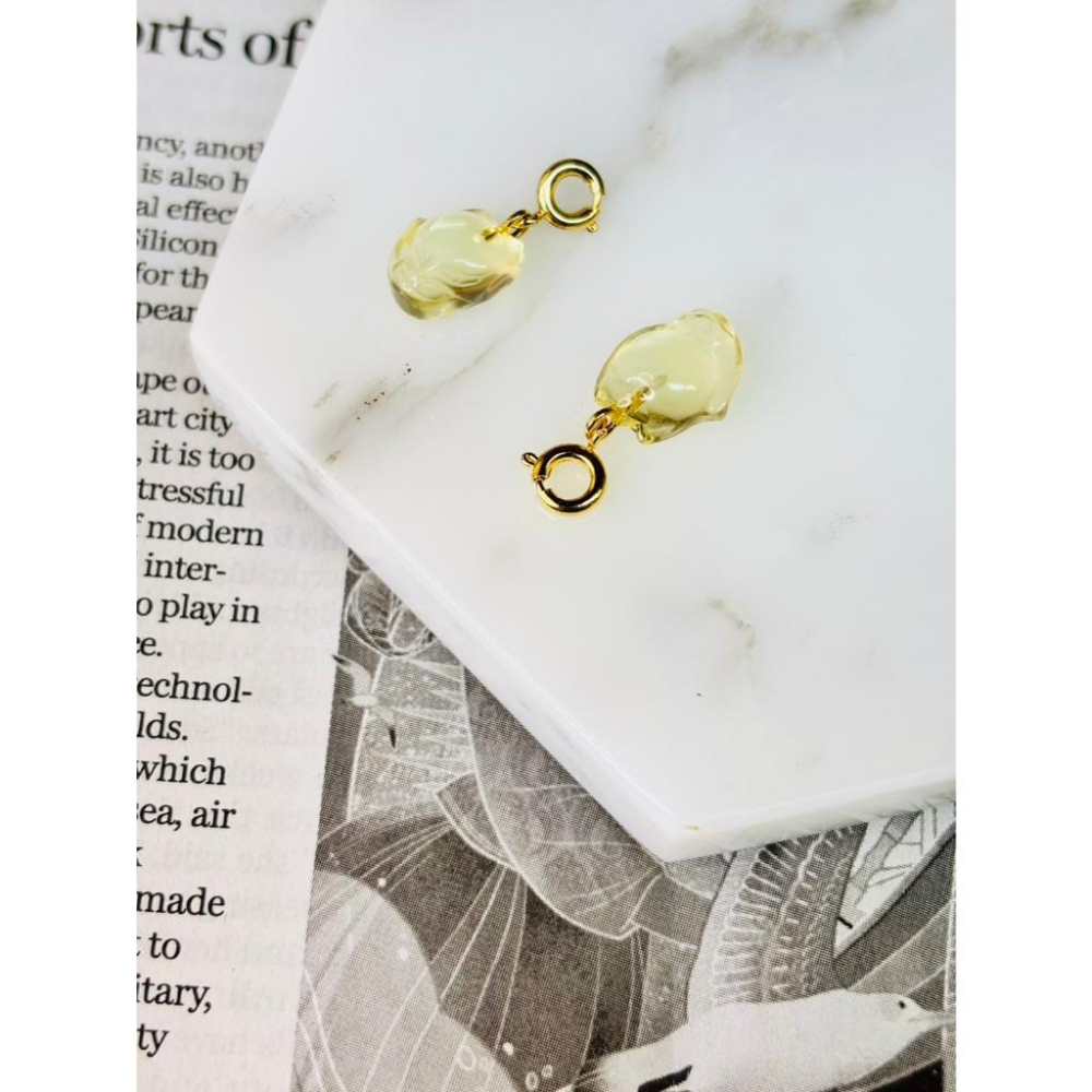 【小確幸飾品】水晶銅釦吊飾 白水晶 紫水晶 黃水晶 平安扣 福袋 古錢 葫蘆 玫瑰花 熊熊 九尾狐 貔貅 狐狸 愛心-細節圖8