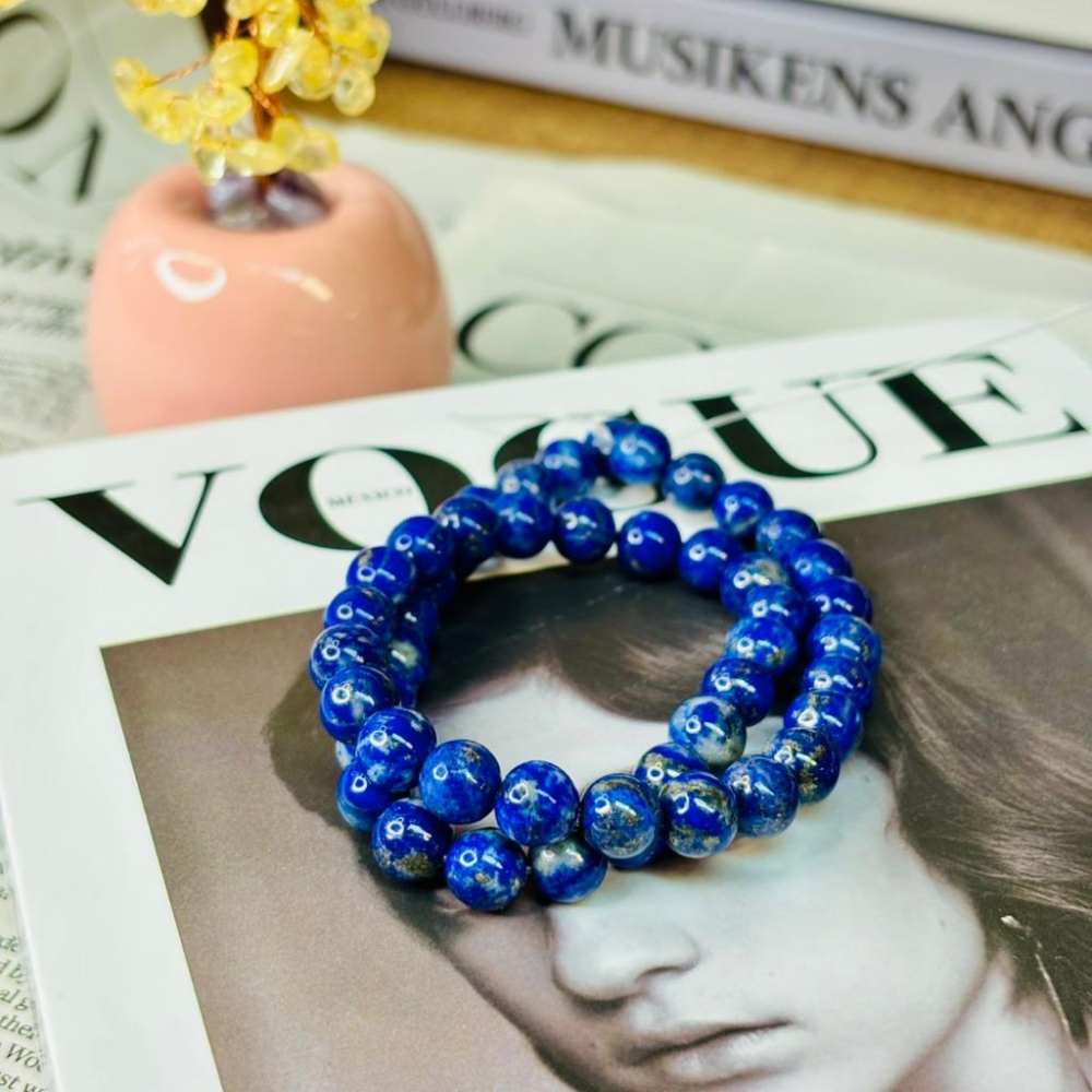 83078JU【小確幸飾品】青金石手串手鍊 五行水能量 眉心輪療癒 天然礦石-細節圖6