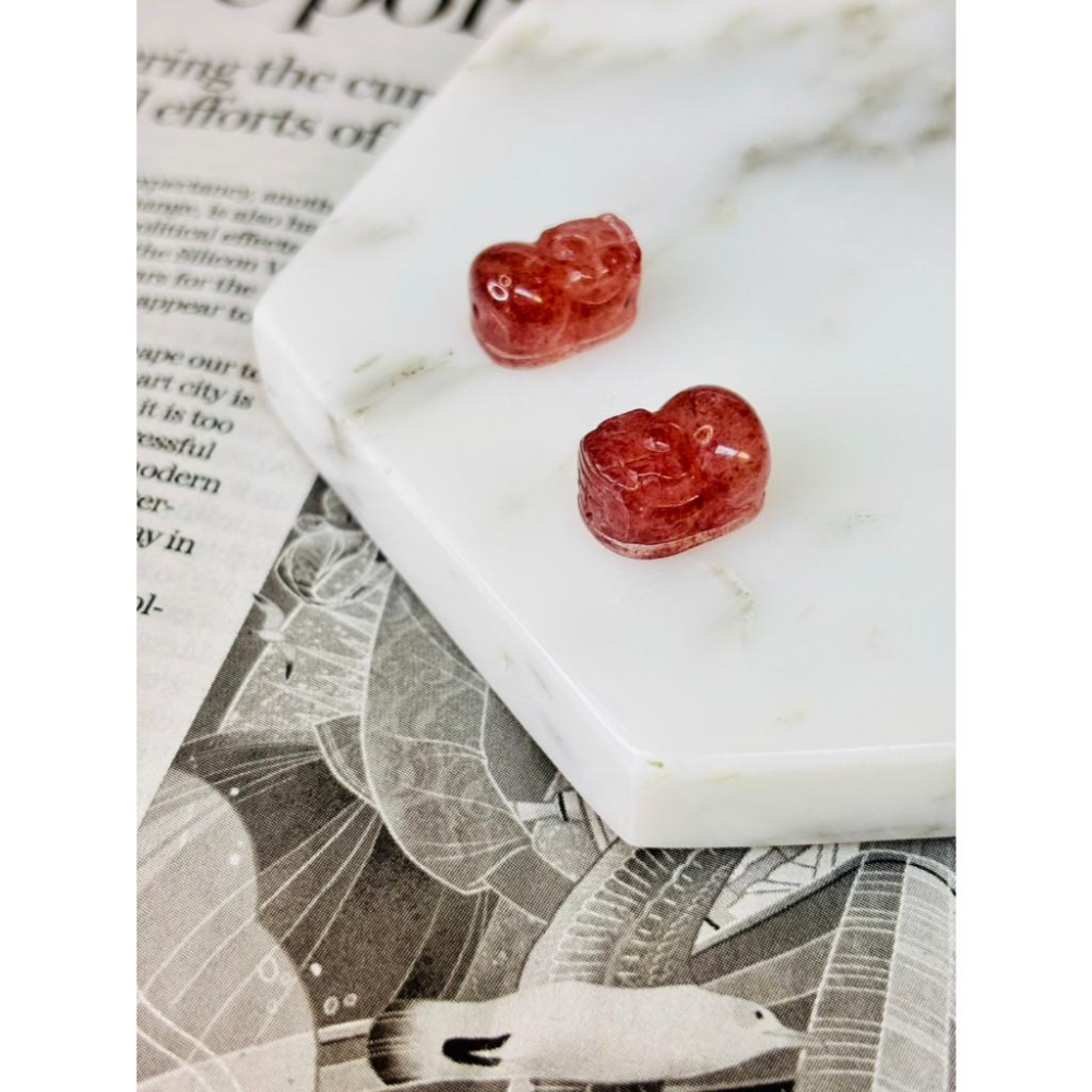 8544AP【小確幸飾品】水晶吊飾 金曜石 瑪瑙 檸檬晶 粉水晶 海藍寶 白水晶 螢石 草莓晶 橙月光 炸毛九尾狐 貔貅-細節圖7