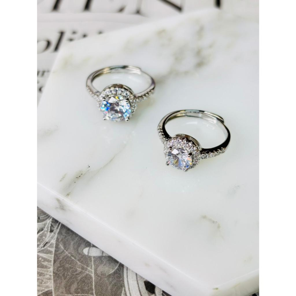 9401MA【小確幸飾品】莫桑鑽S925銀戒指 日韓 輕奢 華麗 白鑽 藍鑽 粉鑽 金 銀 拉絲 鍊條 丁達爾-細節圖6