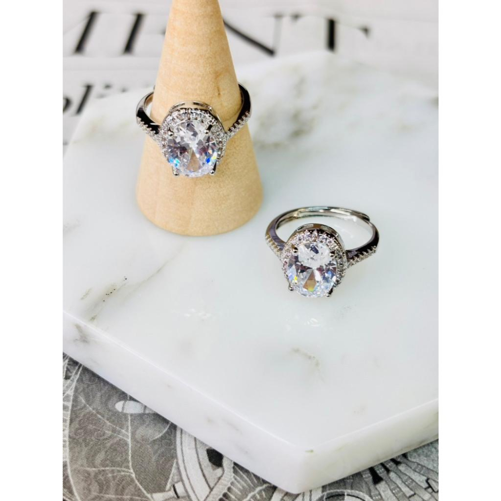 9401MA【小確幸飾品】莫桑鑽S925銀戒指 日韓 輕奢 華麗 白鑽 藍鑽 粉鑽 金 銀 拉絲 鍊條 丁達爾-細節圖8