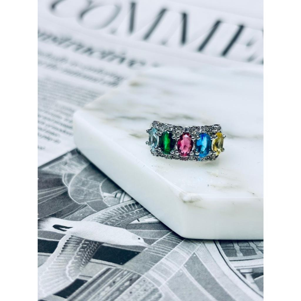 【小確幸飾品】莫桑彩鑽S925銀戒指 活口戒指 日韓流行 輕奢 華麗-細節圖7