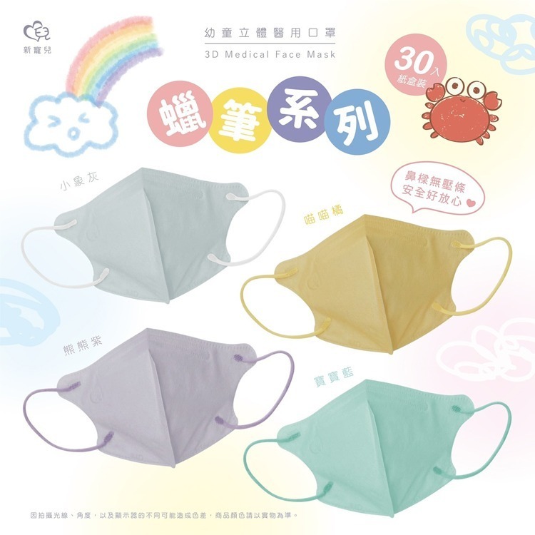 天心 新寵兒 幼幼3D立體醫療口罩30入/盒 莫蘭迪系列 粉嫩圖案系列 新寵兒-細節圖2