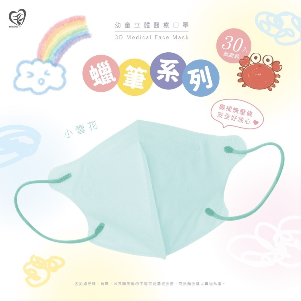 天心 新寵兒 幼幼3D立體醫療口罩30入/盒 莫蘭迪系列 粉嫩圖案系列 新寵兒-規格圖3