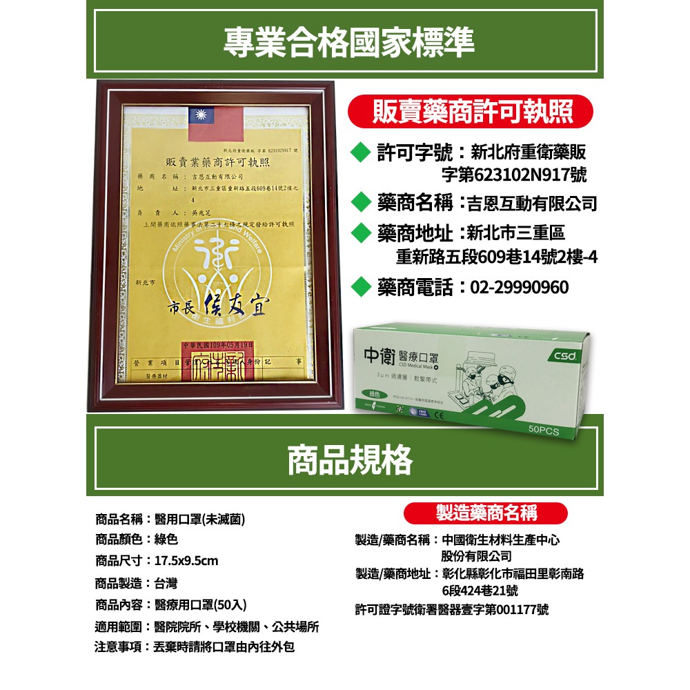 中衛 醫療級 一級口罩50入/盒 薄款 口罩-細節圖6