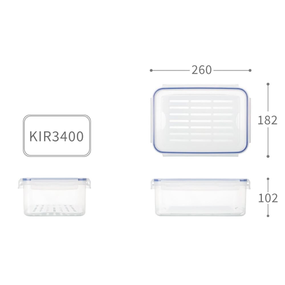 聯府 天廚長型保鮮盒3.4L  KIR-3400-細節圖2