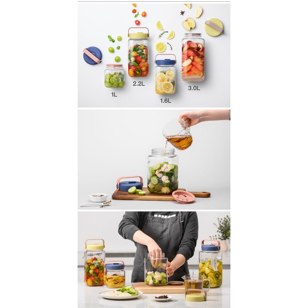 【樂扣樂扣】單向排氣閥玻璃密封罐(好提手把/一蓋雙孔、釀酒、咖啡豆、梅酒罐、釀梅酒)-細節圖11