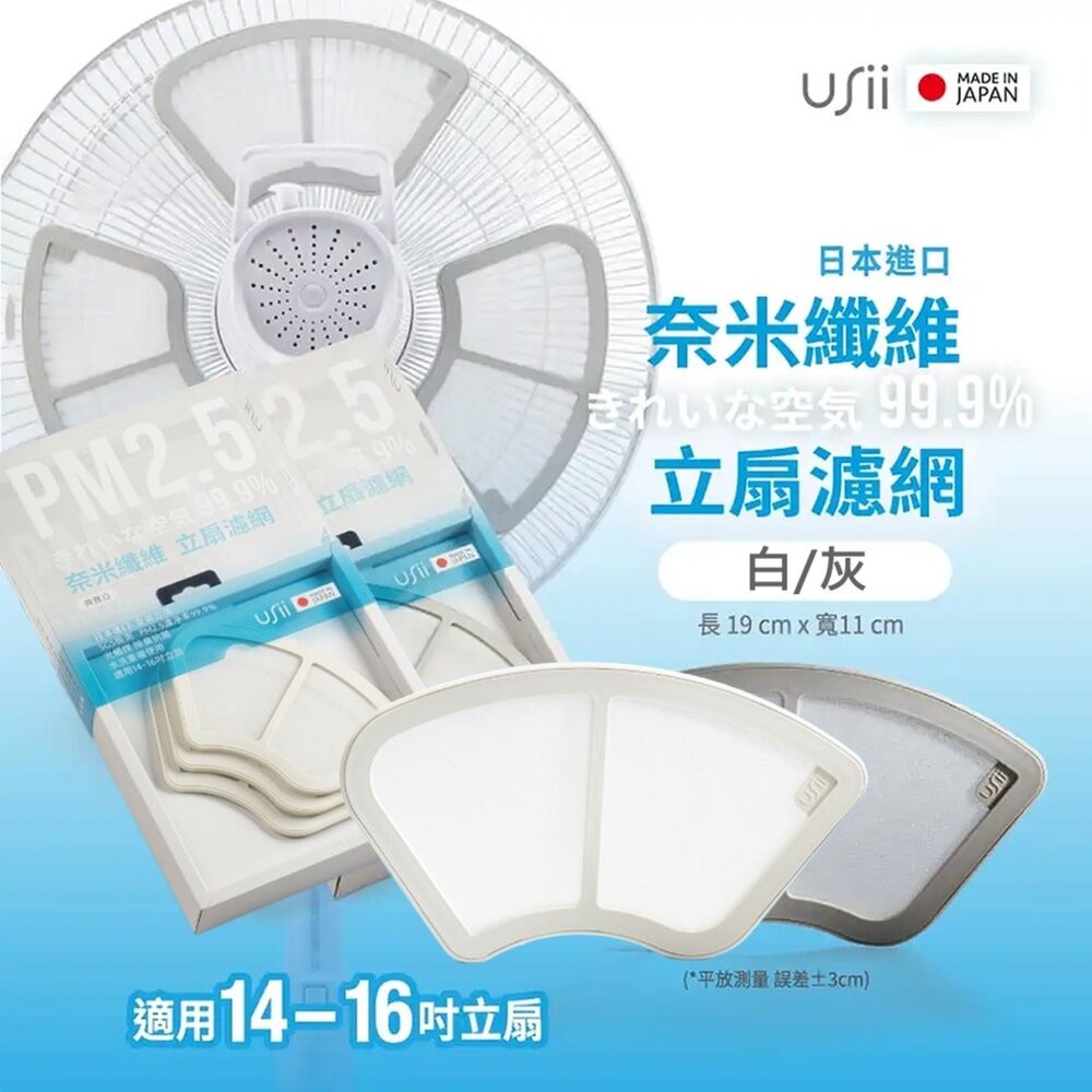 USii 奈米纖維 可重複使用 立扇濾網 電扇濾網 (白/灰) (買就送補充包1片)-細節圖11