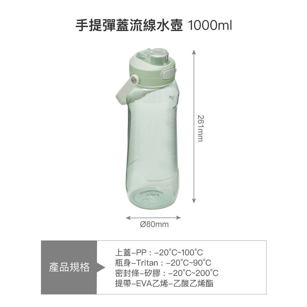 樂扣 手提彈蓋流線水壺1000ml-細節圖4