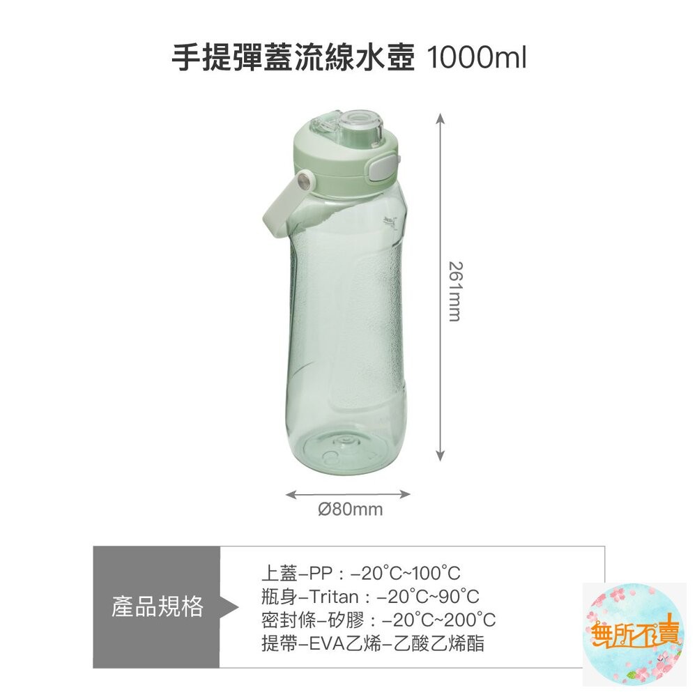 樂扣 手提彈蓋流線水壺1000ml-細節圖4