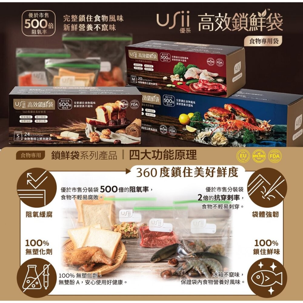 優系USii高效鎖鮮食物專用袋-立體夾鏈袋-細節圖2