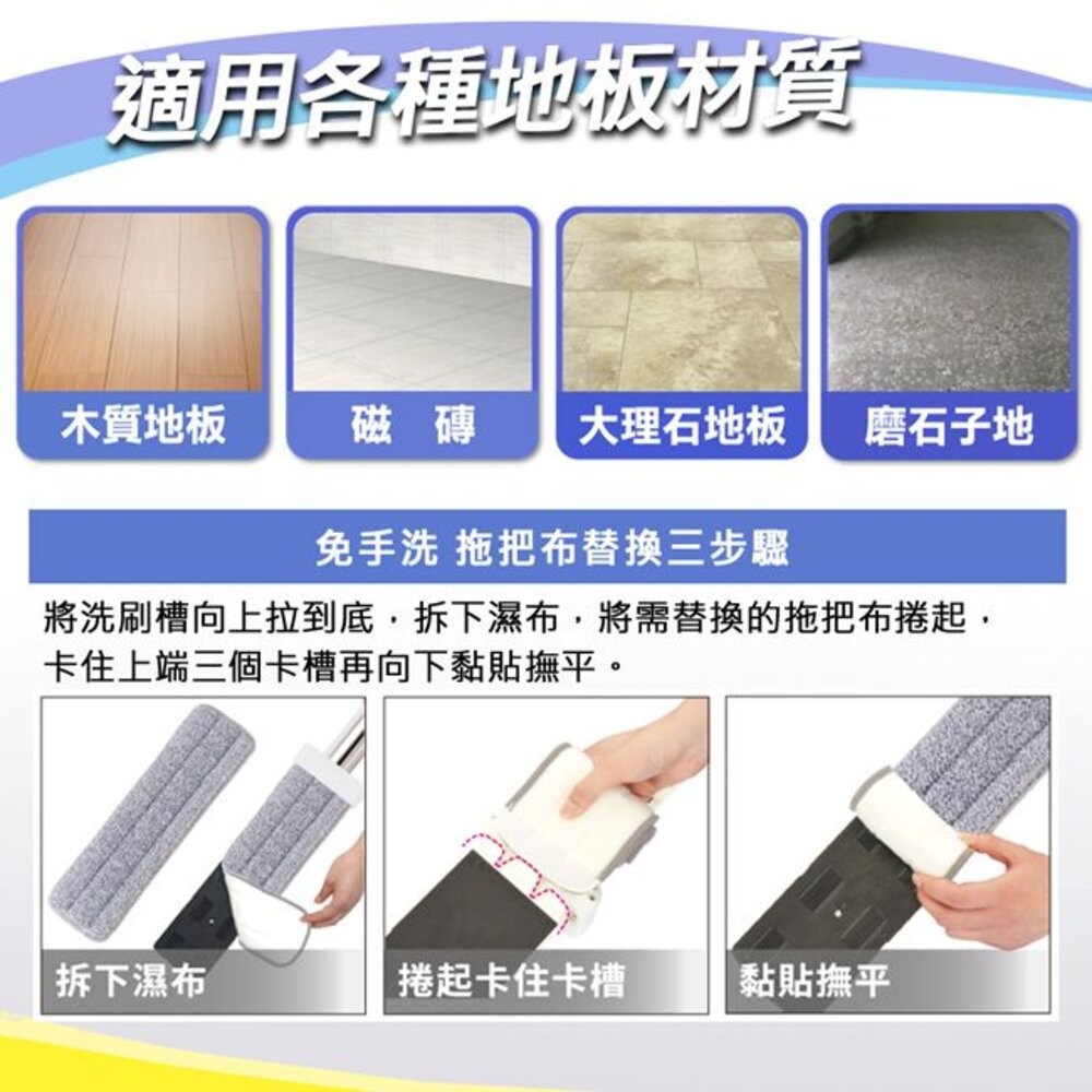 妙潔 免手洗刮淨平拖拖把 補充包(新款)-細節圖2