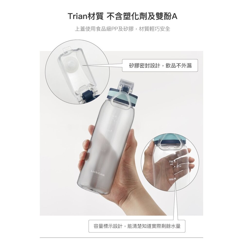 樂扣 時尚彈蓋水壺 900ml 粉 (ABF686)-細節圖5