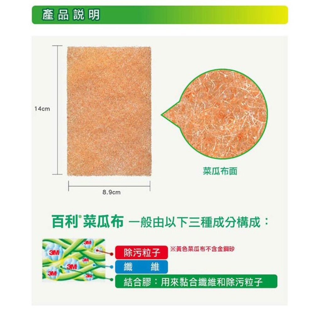 3M 百利餐具專用小黃菜瓜布 41Y-3M, 3片裝-細節圖4