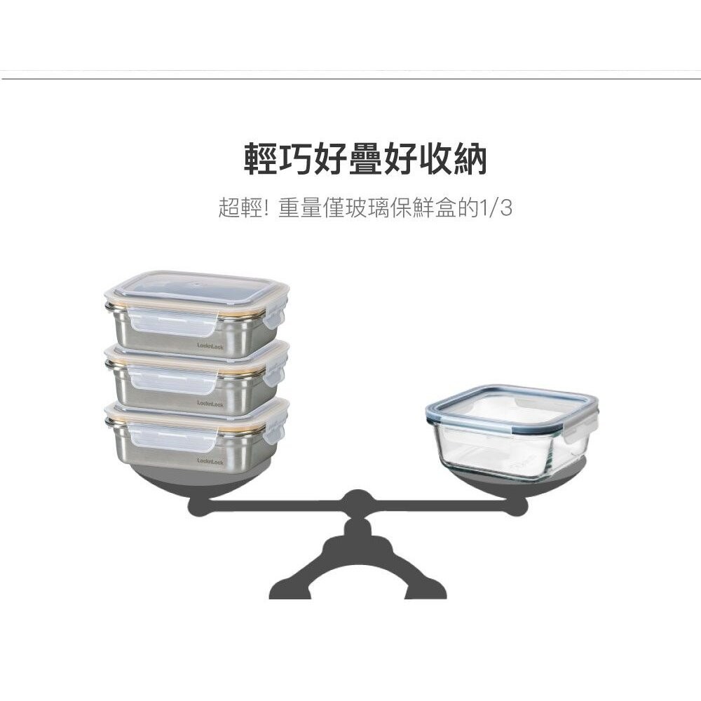 樂扣 極簡不鏽鋼保鮮盒 600ML (LST503TW)-細節圖9