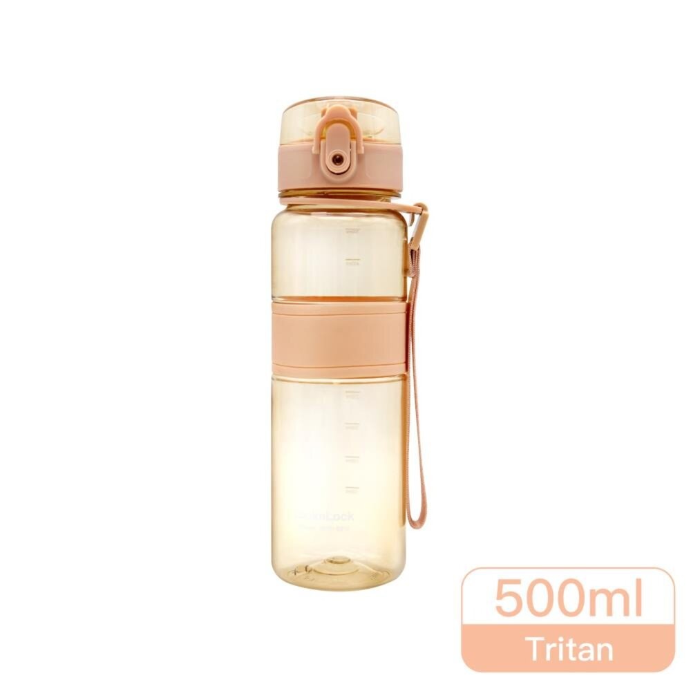 樂扣樂扣Tritan優質彈蓋提帶水壺500ml/奶茶色/淡莫綠-細節圖2