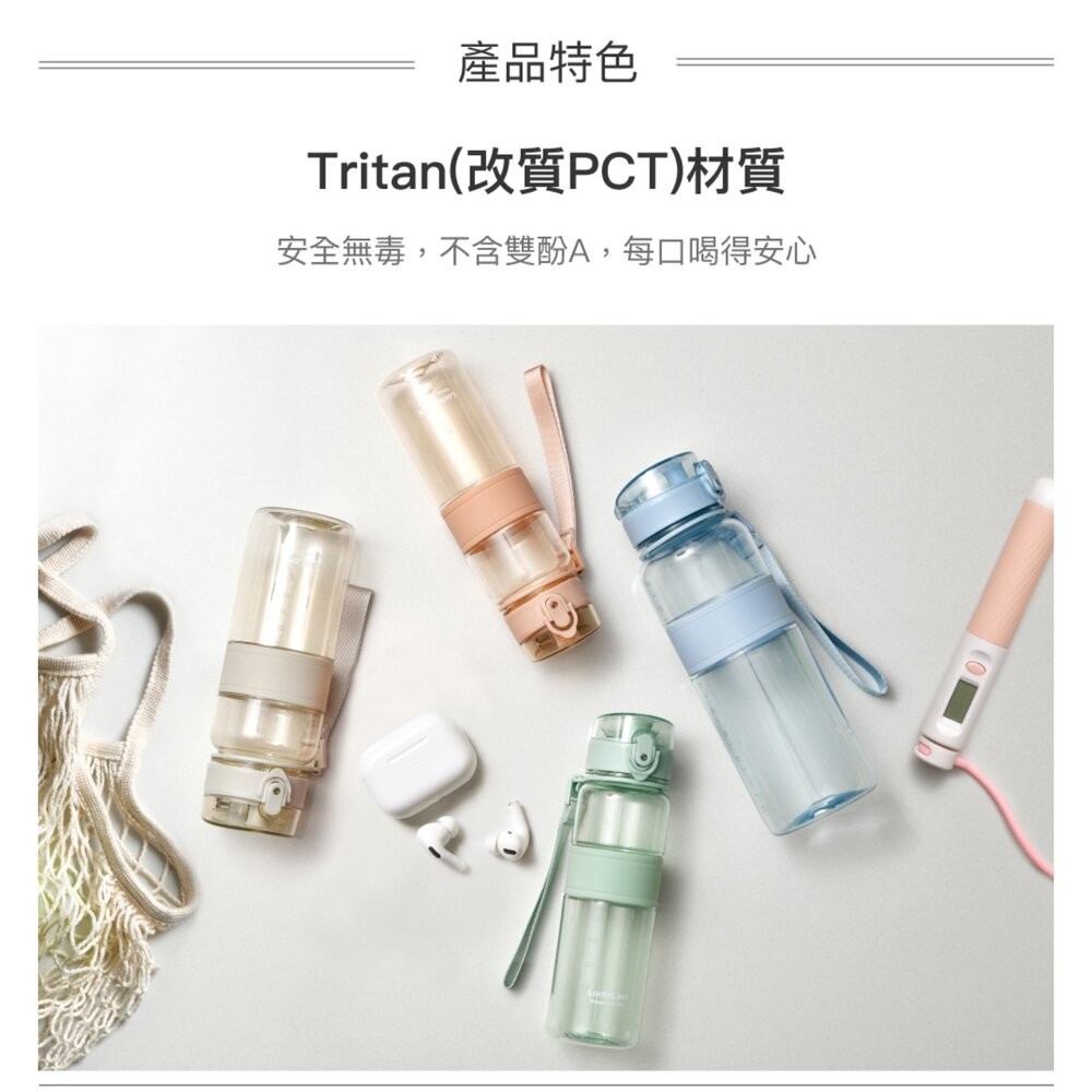 樂扣樂扣Tritan優質彈蓋提帶水壺500ml/奶茶色/淡莫綠-細節圖5