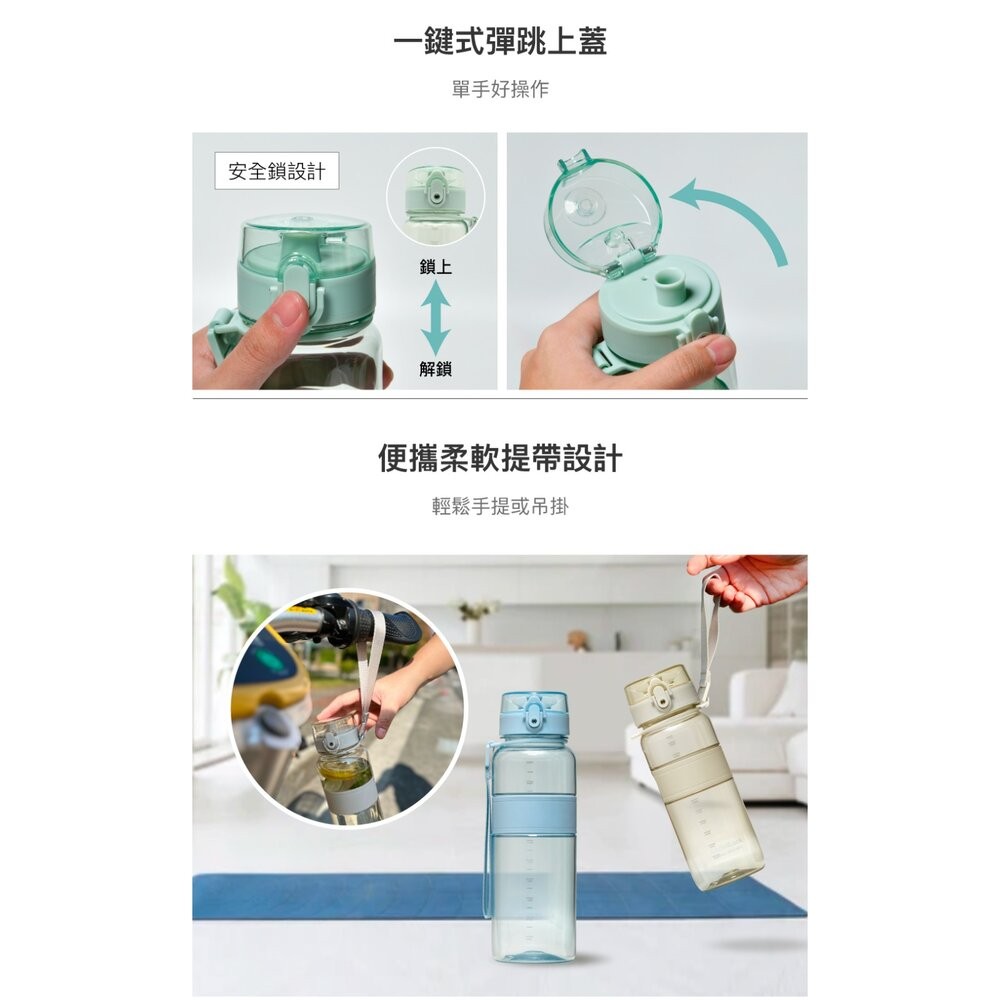 樂扣樂扣Tritan優質彈蓋提帶水壺500ml/奶茶色/淡莫綠-細節圖7