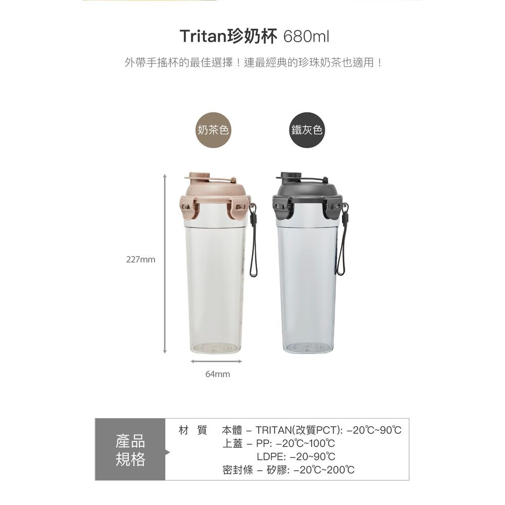 樂扣樂扣 珍奶杯680ML鐵灰色/奶茶色-細節圖4