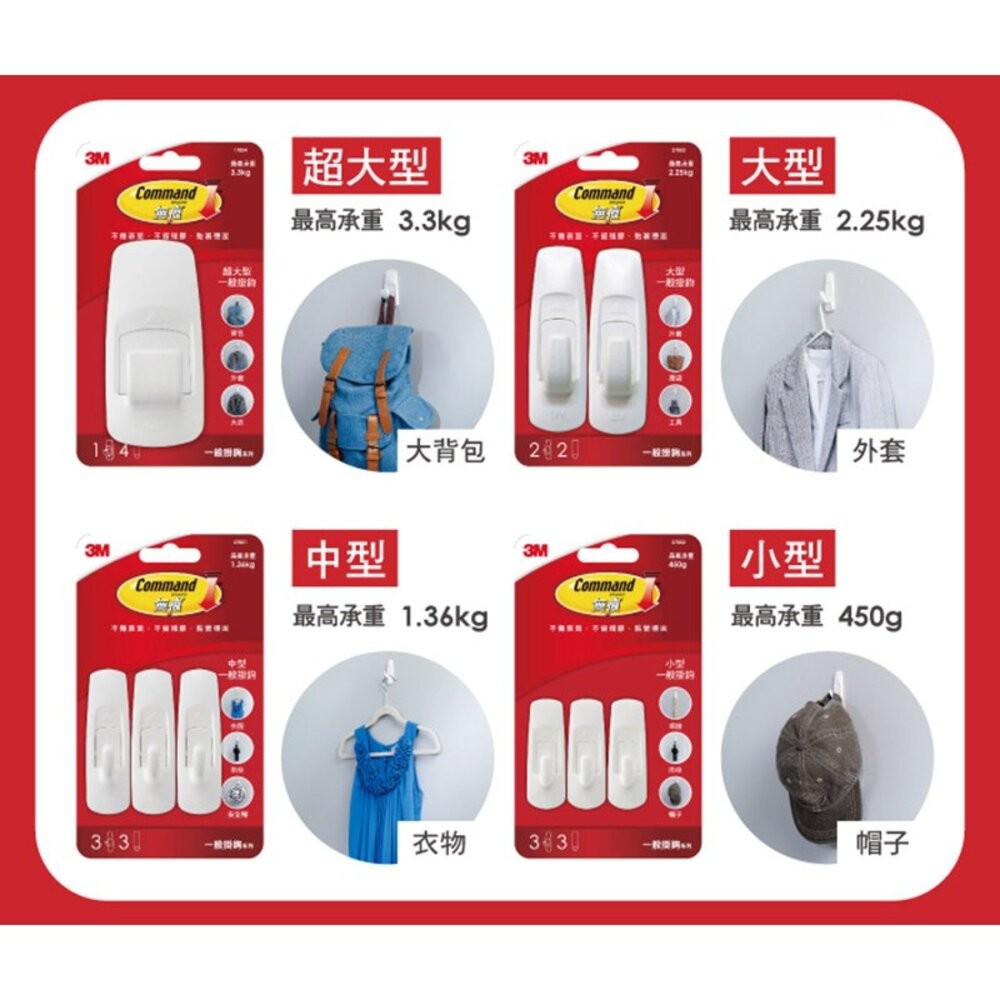 3M無痕一般掛鉤：中型一般27001 /小型一般27002-細節圖3