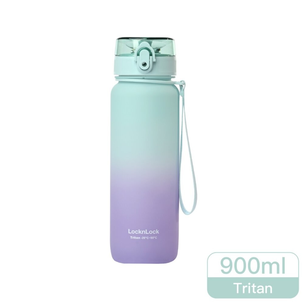 樂扣樂扣夢幻漸層Tritan彈蓋水壺900ml藍紫風鈴草/粉色繡球花/青綠小雛菊-細節圖4