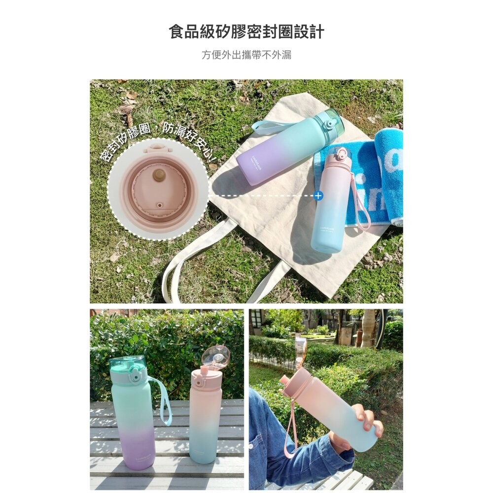 樂扣樂扣夢幻漸層Tritan彈蓋水壺900ml藍紫風鈴草/粉色繡球花/青綠小雛菊-細節圖10