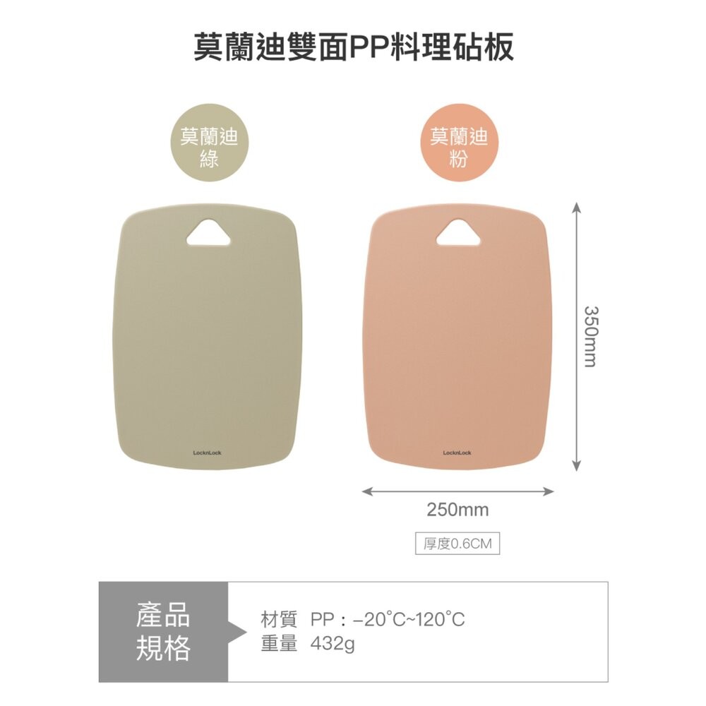 樂扣樂扣莫蘭迪雙面PP料理砧板-莫蘭迪綠/莫蘭迪粉(CKD085)-細節圖4