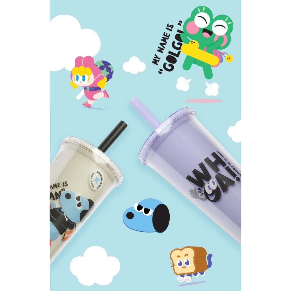 樂扣樂扣酷趣珍奶吸管杯/750ml/悶氣狗白(HAP533WHTW)//吐司貓紫(HAP533PUPW)-細節圖6