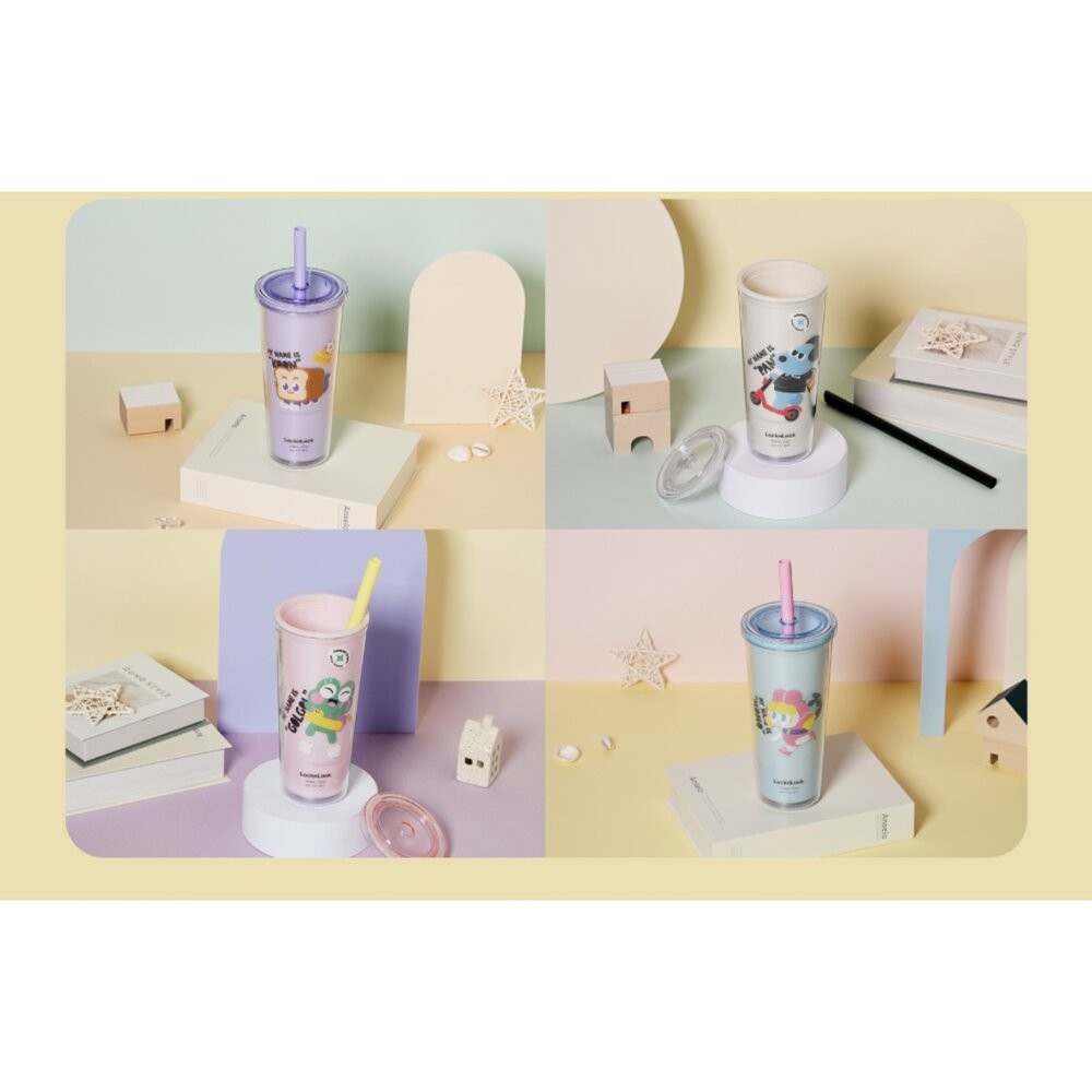 樂扣樂扣酷趣珍奶吸管杯/750ml/悶氣狗白(HAP533WHTW)//吐司貓紫(HAP533PUPW)-細節圖9