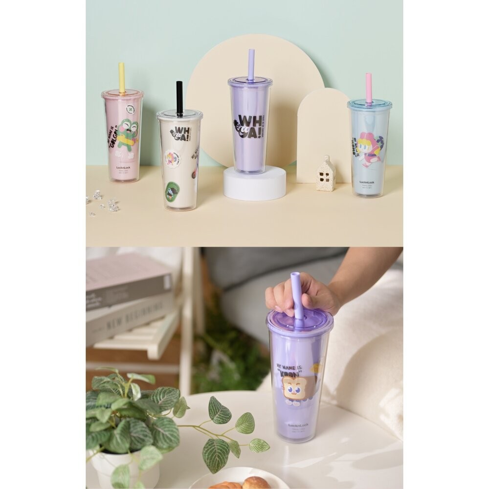 樂扣樂扣酷趣珍奶吸管杯/750ml/悶氣狗白(HAP533WHTW)//吐司貓紫(HAP533PUPW)-細節圖10