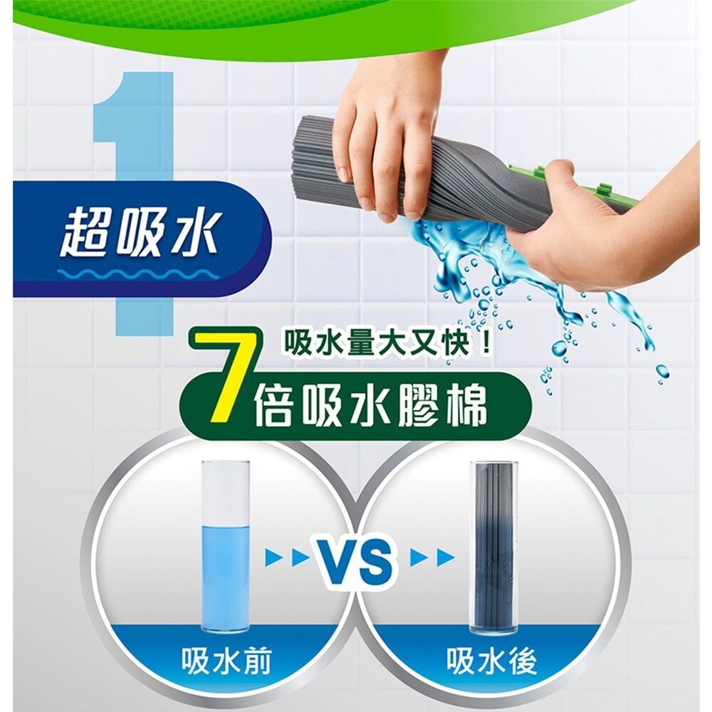3M 百利高密度瞬吸膠棉補充包(1頭)/與紫色W3+高效型拖把膠棉頭通用可共用-細節圖4