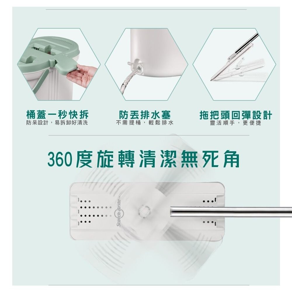 3M 免手洗平板拖把刮水桶 替換桿-細節圖8