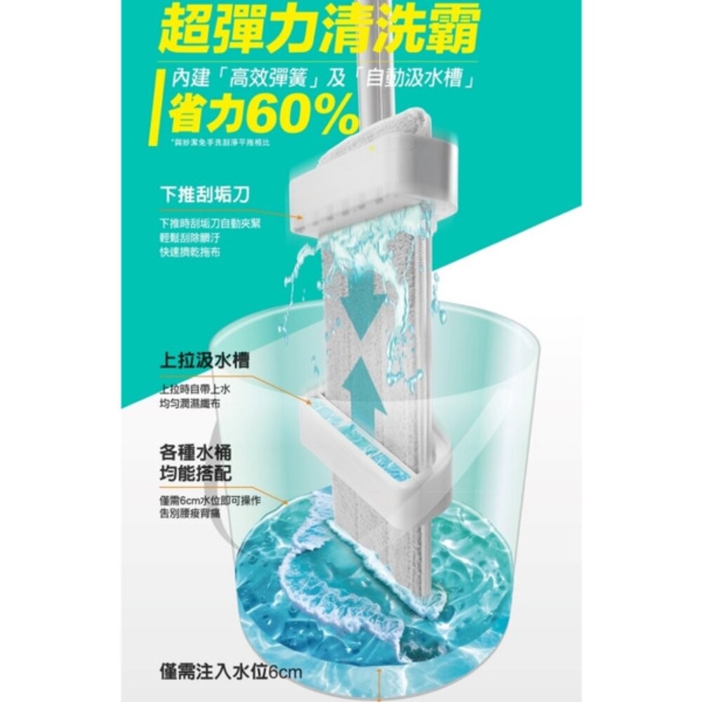 妙潔 大魔淨免手洗刮淨平拖(1桿1布)  【限宅配】-細節圖3