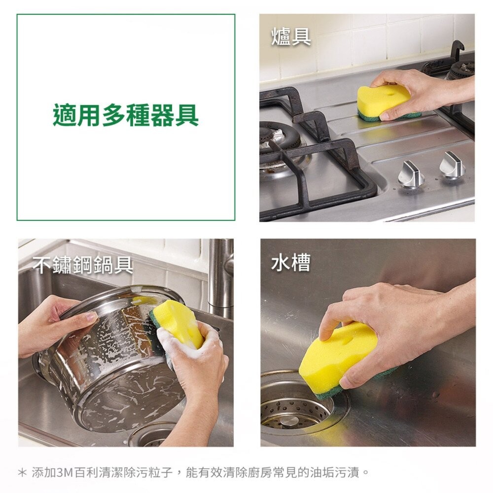 3M 百利菜瓜布隨手掛架組：爐廚專用餐具專用海綿菜瓜布 、海綿菜瓜布補充包(3入)-細節圖11