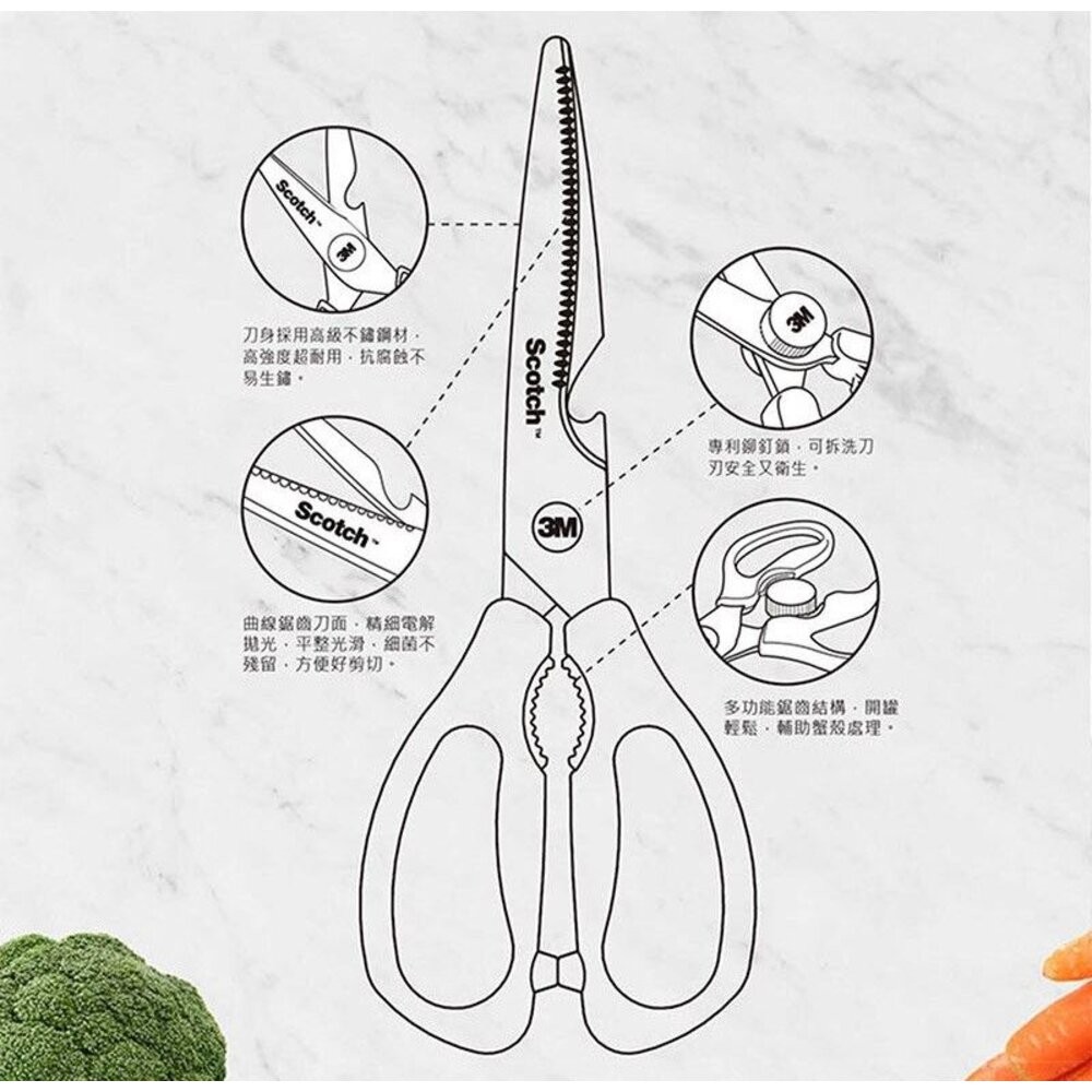 3M Scotch 可拆式廚房料理剪刀：熟食專用 KS-DL100/生食專用KS-DXL100-細節圖8