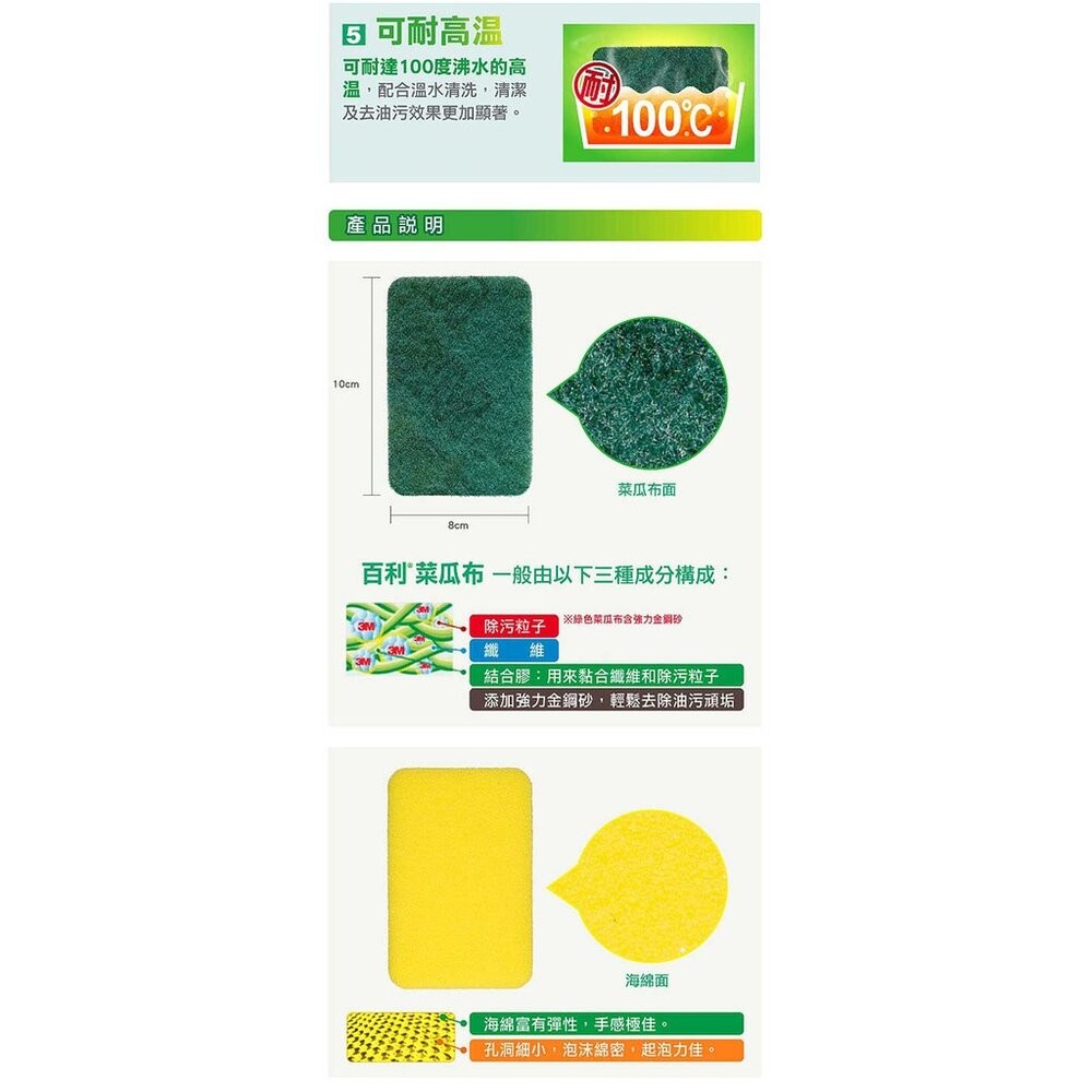 3M 爐具鍋具  /  餐具專用海綿菜瓜布3片裝-細節圖8