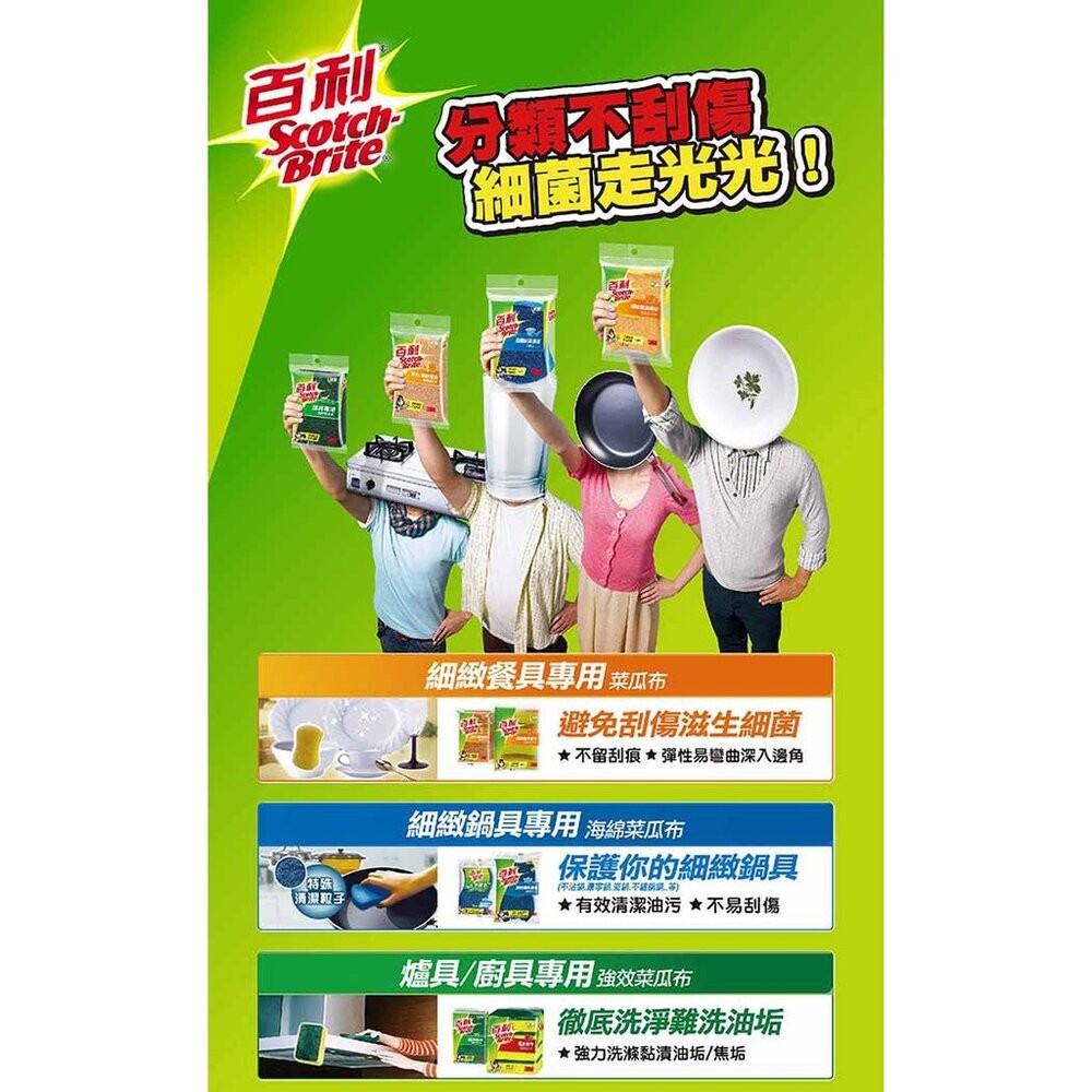 3M 爐具鍋具  /  餐具專用海綿菜瓜布3片裝-細節圖5
