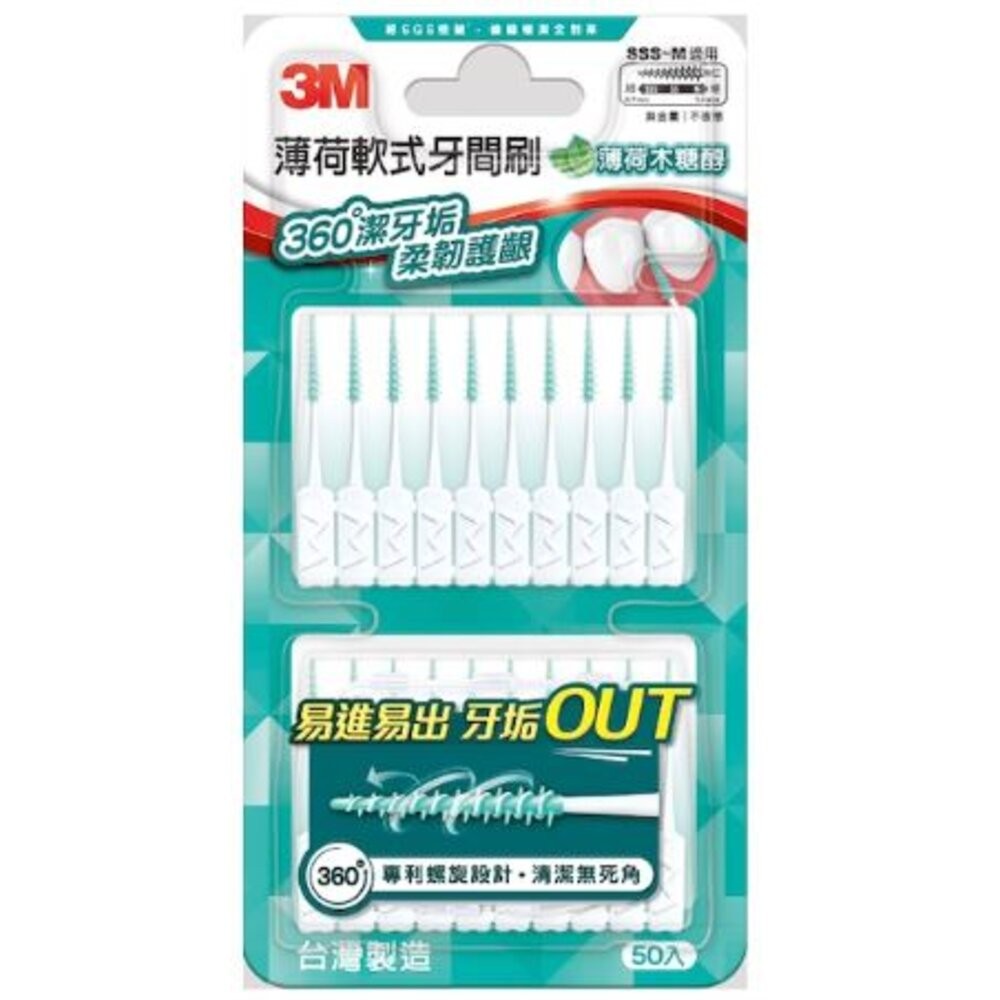 3M軟式牙間刷：藍色60入/薄荷50入-規格圖11