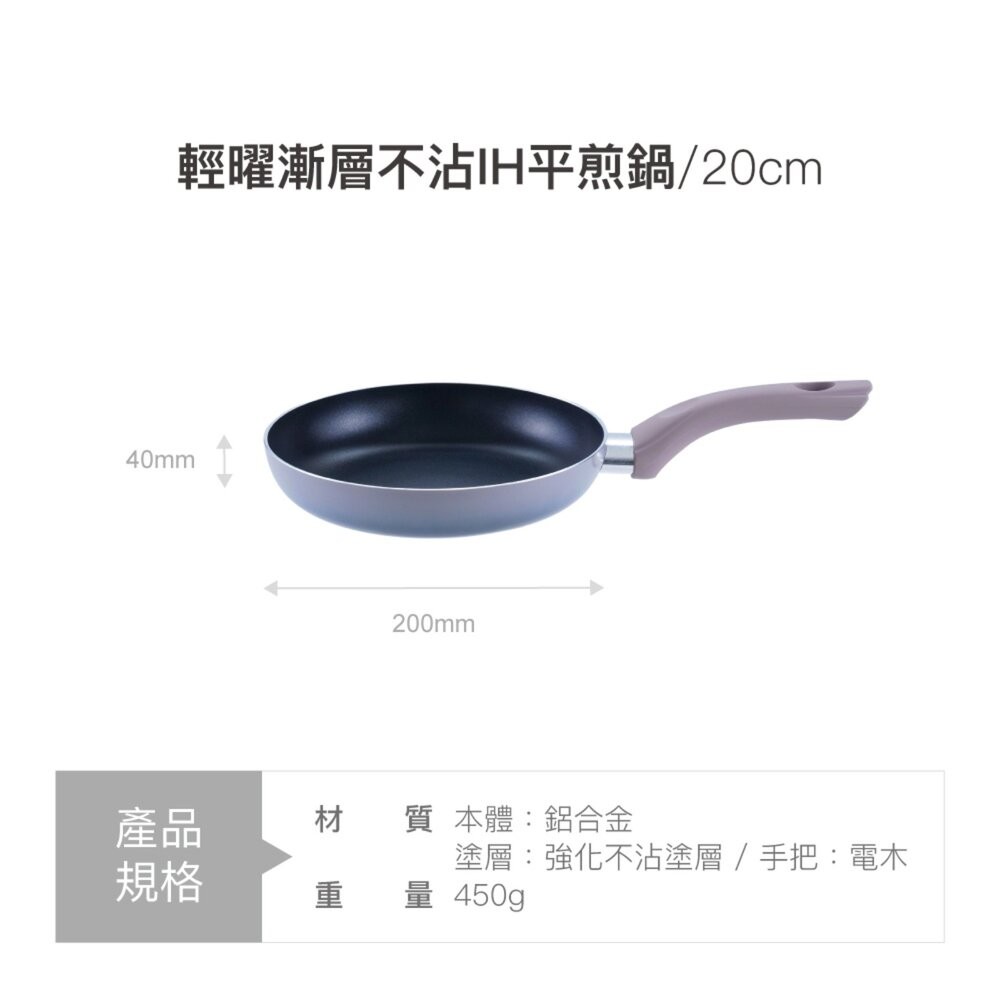 樂扣樂扣輕曜漸層不沾IH炒鍋/平煎鍋-細節圖2