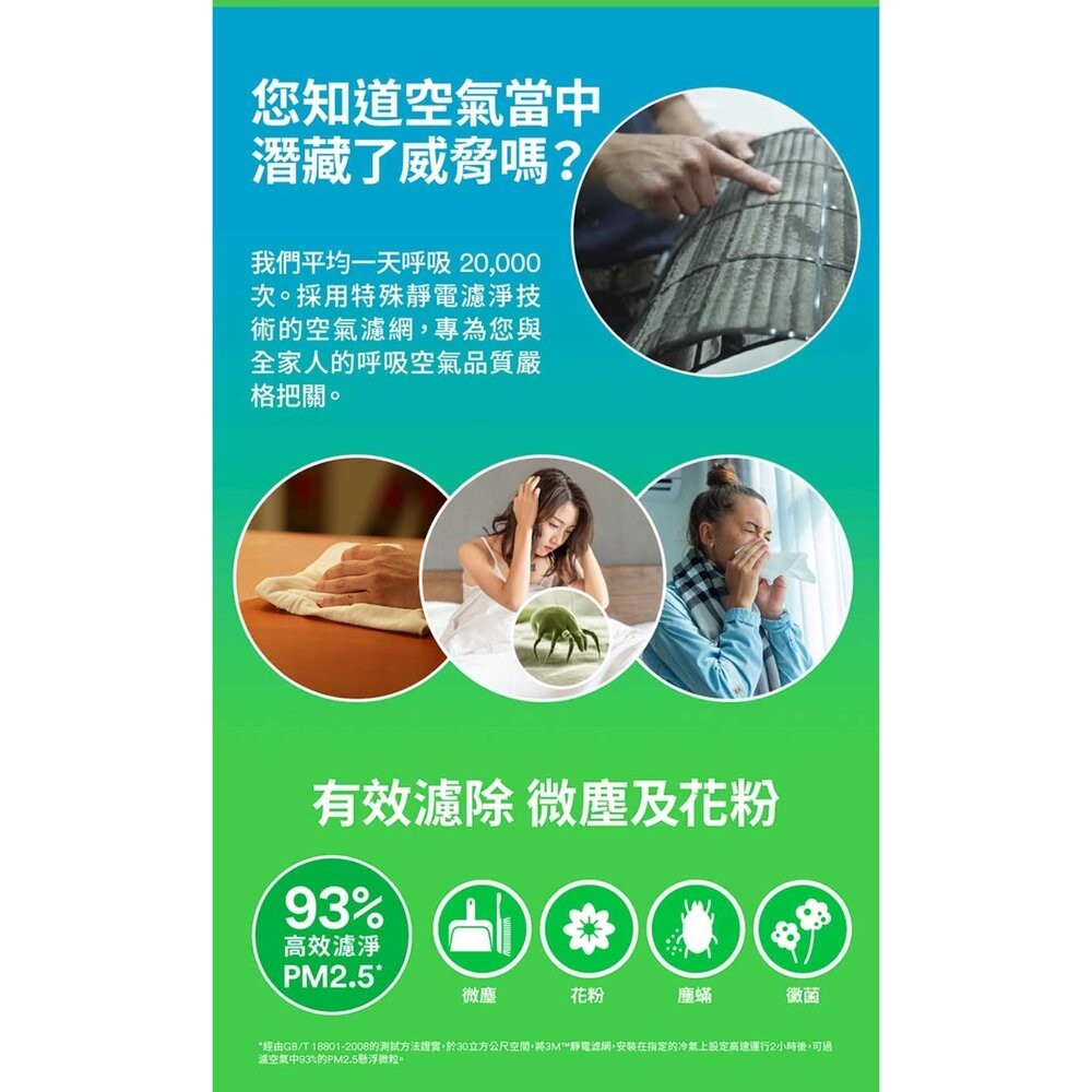 3M 靜電空氣濾網/冷氣濾網4片裝：綠 濾塵/紅 濾敏原/紫 病毒過濾(適用空調/清淨機/除濕機)-細節圖2