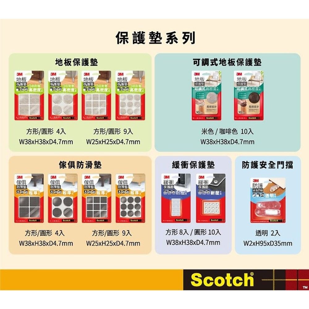 3M 可調式地板保護墊 圓米 圓黑 10入-細節圖8