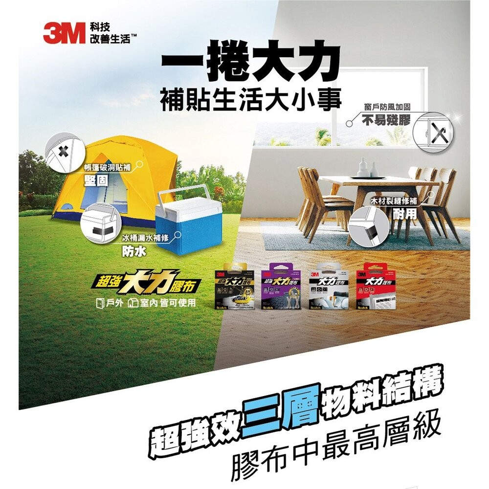 3M 超強大力膠布：輕巧/不易殘膠/強固     工業級防水耐高溫/黏貼膠帶-細節圖2