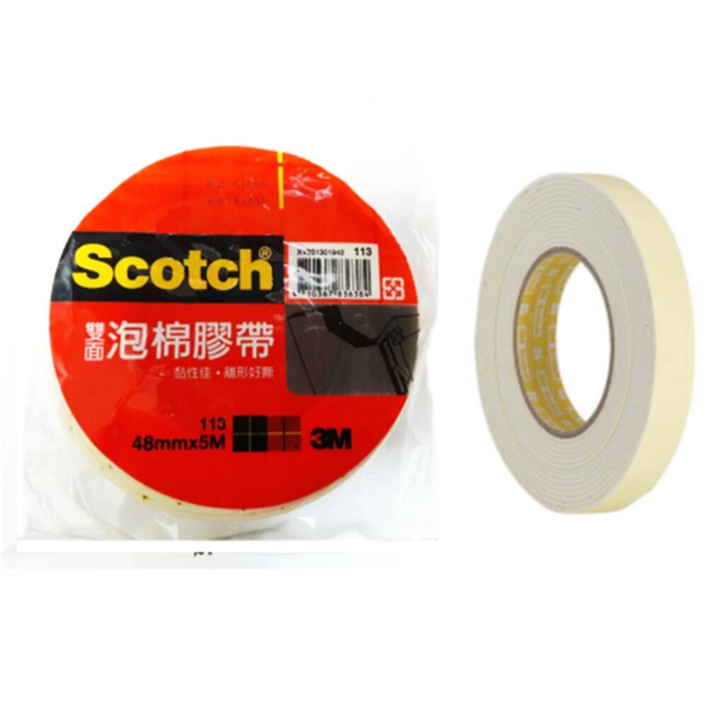 3M 113雙面泡棉膠帶 ：12mm/18mm/24mm/48mm  x 5m-規格圖1