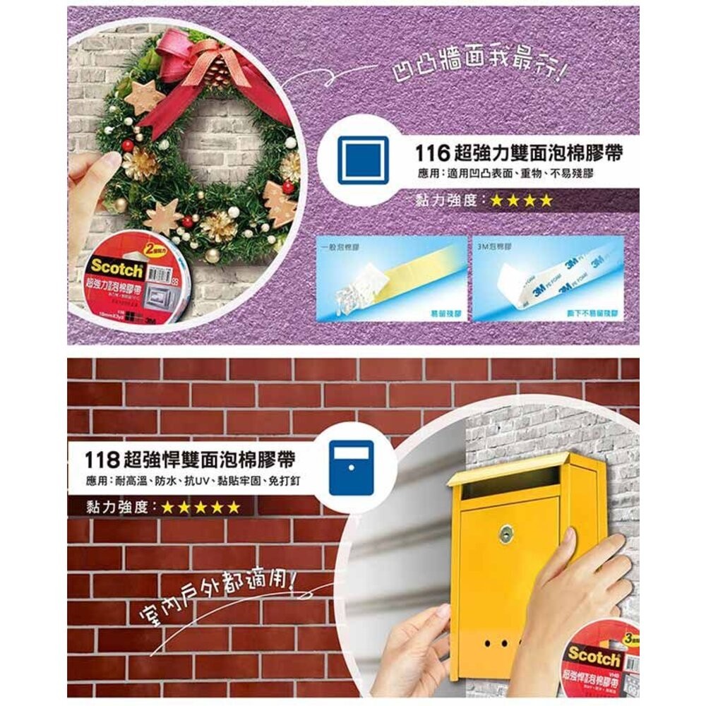 3M 118 Scotch 超強悍雙面泡棉膠帶 ：12MM/ 18MM/ 24MM-細節圖6