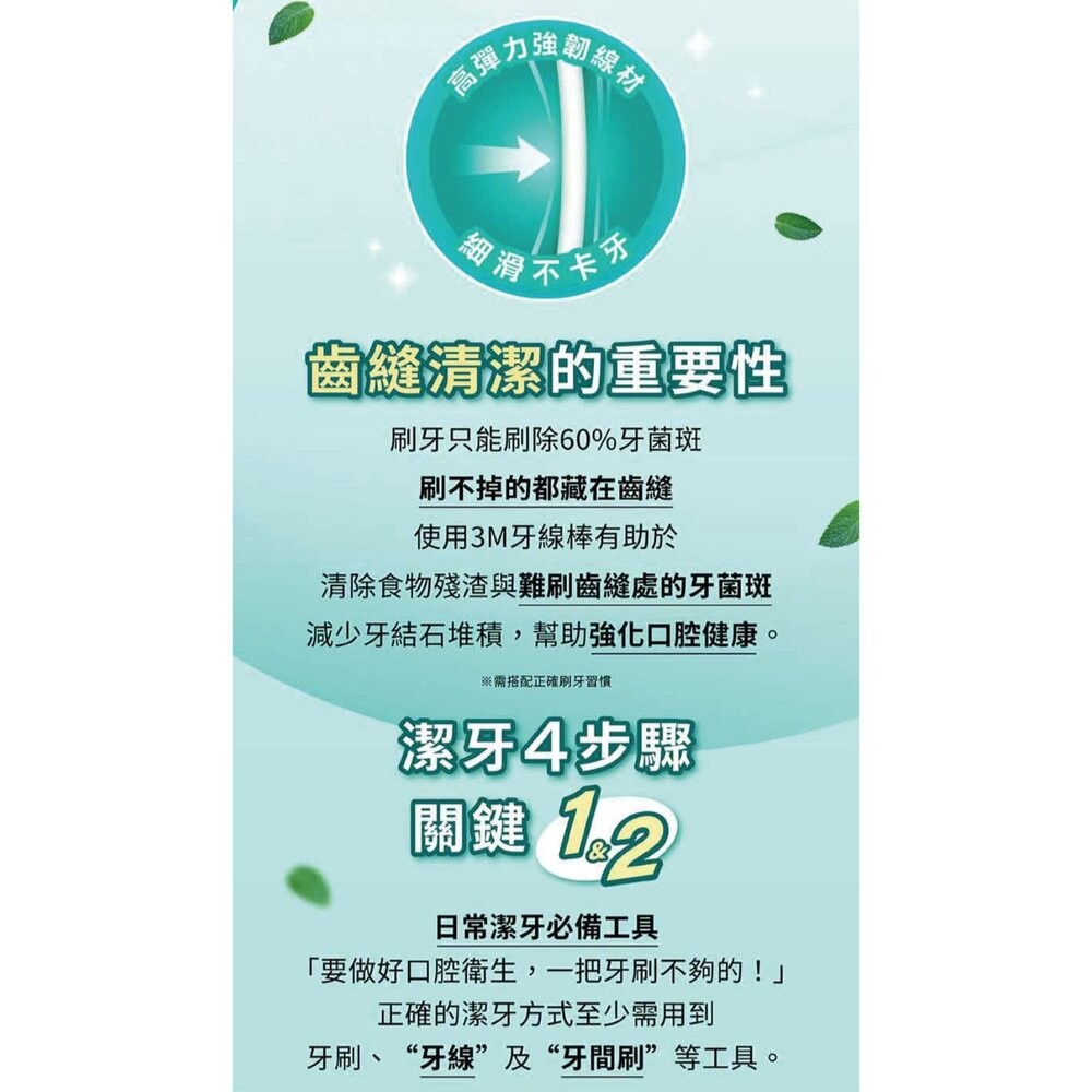 3M 新款細滑牙線棒_薄荷木糖醇牙線棒 單包45支-細節圖10