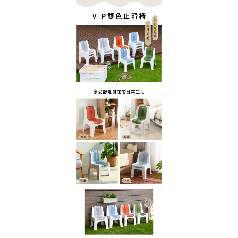 聯府 RC260 (大)VIP雙色止滑椅/藍 灰 綠 橘-細節圖4