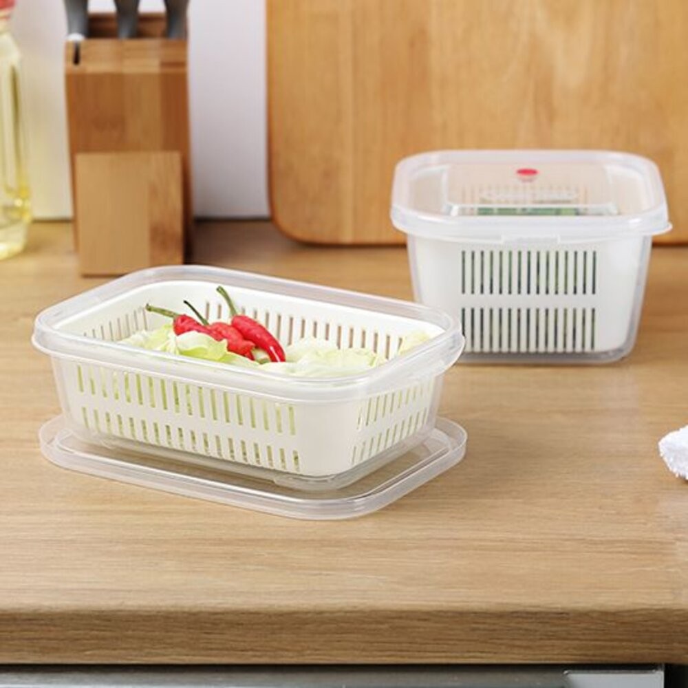 台灣製KEYWAY聯府 小廚師保鮮盒：長型890ML/方型970ML   瀝水保鮮盒  可微波冷凍-細節圖2