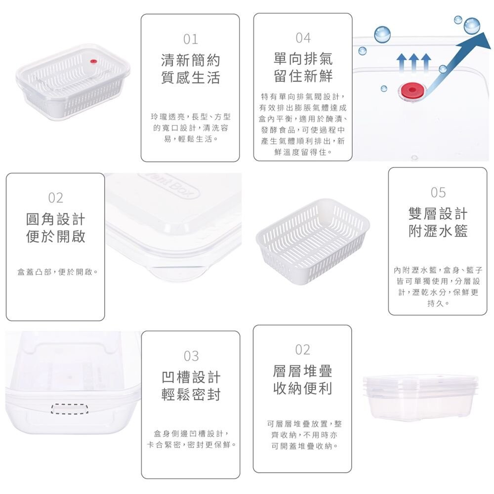 台灣製KEYWAY聯府 小廚師保鮮盒：長型890ML/方型970ML   瀝水保鮮盒  可微波冷凍-細節圖5